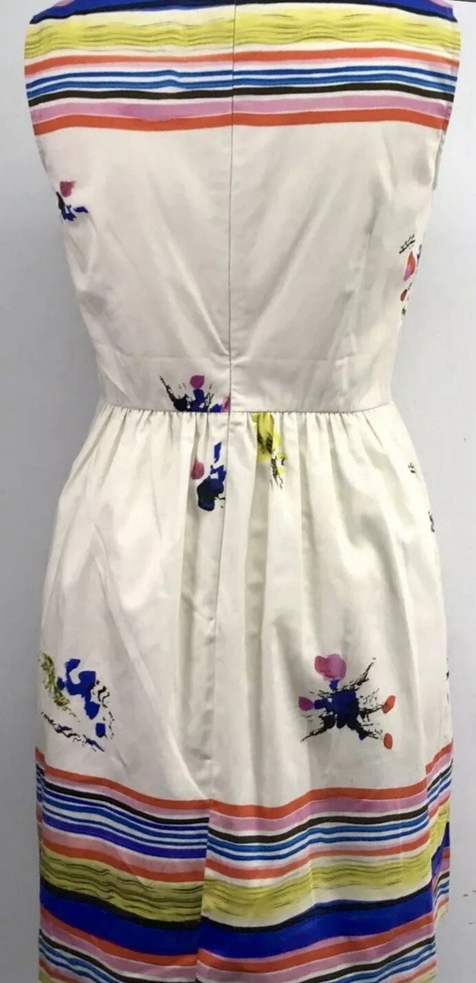 Abito Valentino rosso bianco multicolore stampa floreale dritto UK 12 nuovo con etichette £462