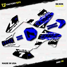 White & Blue Slick Racing Graphics Kit fits 08+ Suzuki DRZ70 DRZ 70 Decals