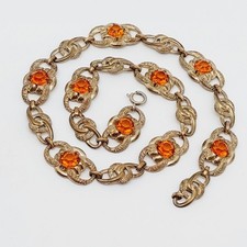 Antikes Collier Kette Biedermeier Stil Double Schmuck Gelbe Farbsteine