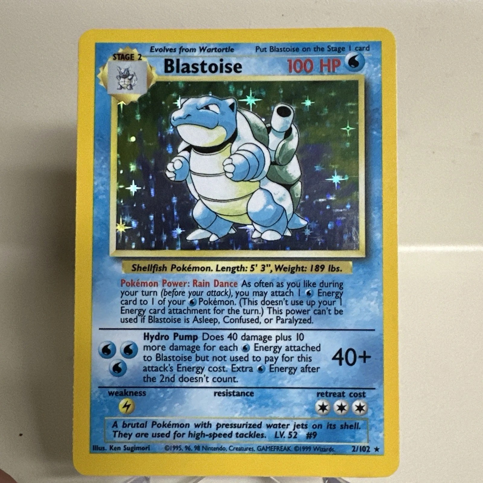 Blastoise 2/102 Holo Rare Base Set Near Mint Pokemon Card 1999