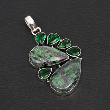 Ruby Zoisite Green Quartz Gemstone Handmade Pendant Jewelry Gift 2.52