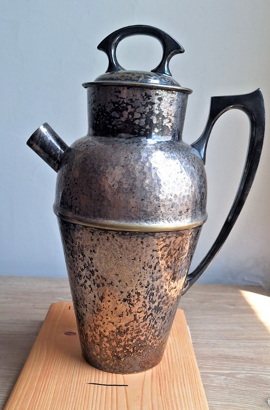 Antique Derby Silver Co Cocktail Shaker Hand Hammered Art Nouveau 1903 1 Liter