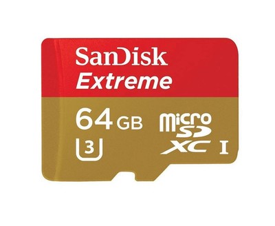 Sandisk 64GB Extreme microSDXC UHS-I MMC Card w/ Adapter & Jewel Case