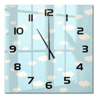 Wanduhr Aus Glas FüR Wohnzimmer Und Arbeitszimmer Wolke Schwarze Zeiger 60X60 Cm