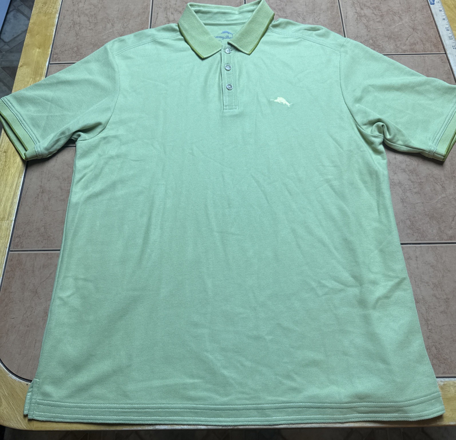 Tommy Bahama Solid Bright Green Supima Cotton Polo Men's Sz Large Chest Logo