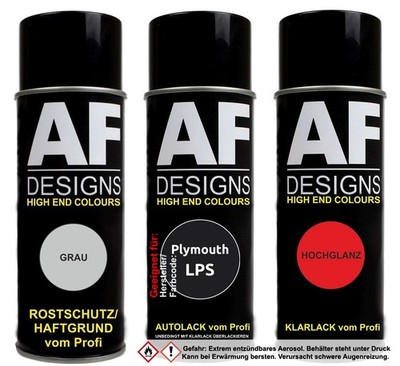 Spraydose Set für Plymouth LPS Fathom Blue Perl Autolack Klarlack Grundierung Sp