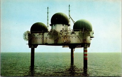 Vintage chrome postcard TEXAS TOWER RADAR STATION CHATHAM MASS CAPE COD