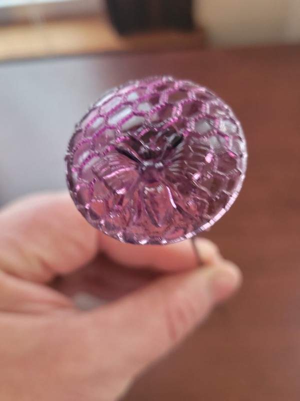 Pretty Purple Carnival Glass Era Honeybee Glass Hatpin Not Iridized