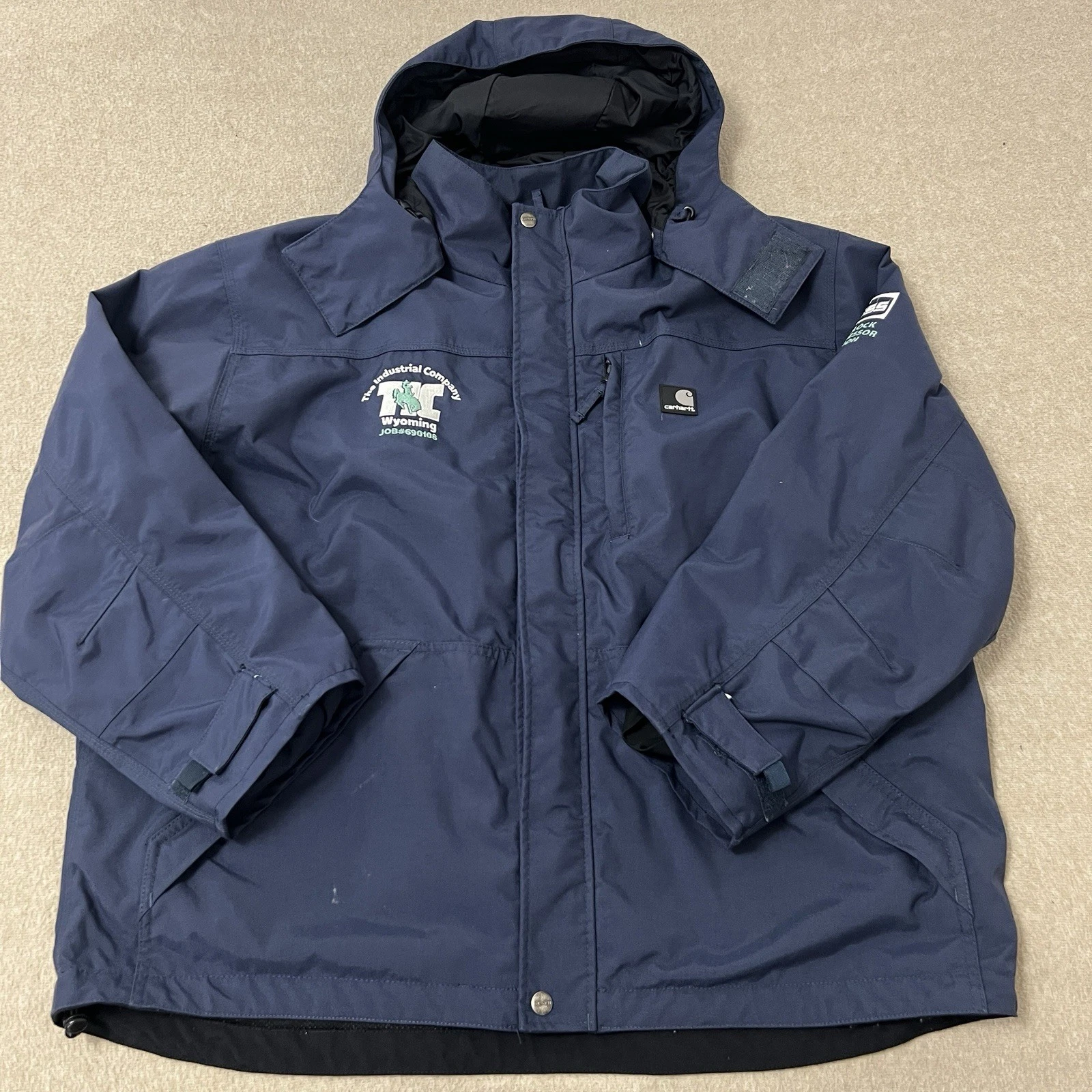 Carhartt Jacket Men L Blue Sportex Safety Coat Waterproof Breathable Workwear