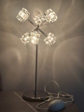 IKEA Isasa 6-Arm Clear Ice Cube Silver Chrome Table Desk Bedside Lamp Light