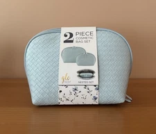 GloTech 2 Piece Cosmetic Bag Set Blue NWT