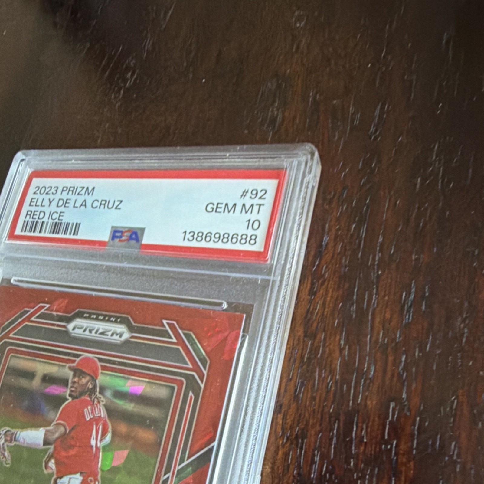 Panini 2023 Prizm Elly De La Cruz #92 Red Ice Prizm Rookie PSA 10 Reds view 6