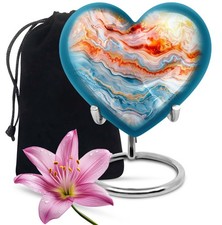 Blue Abstract Decorative Funeral Large Heart Urn For Ashes Adult Female