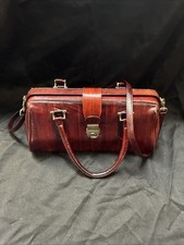 Genuine Eelskin Red Leather Gold Hardware Doctor s Bag Purse