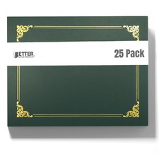 Better Office Products 25 Pack Green Certificate Holders, Diploma Holders, Do...