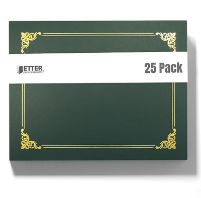Better Office Products 25 Pack Green Certificate Holders, Diploma Holders, Do...
