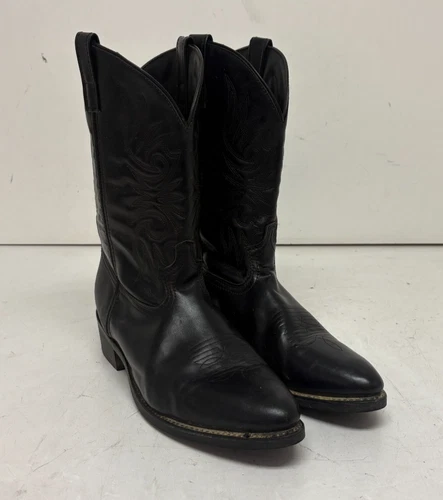 Laredo 4240 Paris Black Leather Rubber Sole Cowboy/Western Boots US Men's 14
