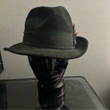 Mallory By Stetson Hat Men OSFA Black Wool Fedora Business Casual Feather Preppy