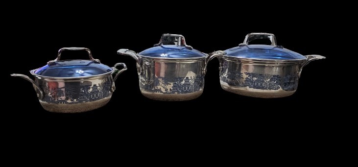 Cuisine Cookware Blue Willow stainless steel pots Set Of 3
