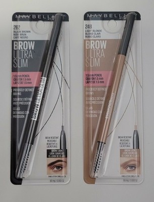 2 Maybelline Brow Ultra Slim Eyebrow Pencils, Black Brown 262, Light Blonde 248