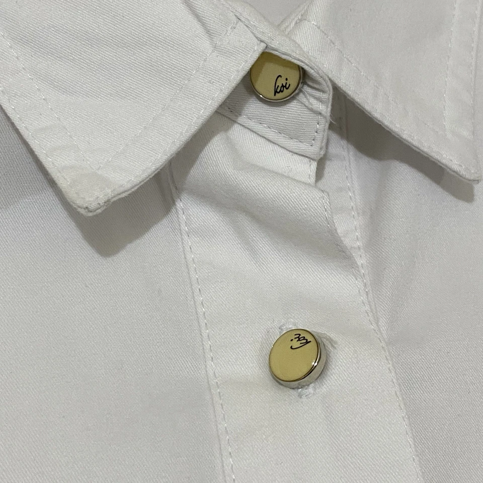 Koi Kathy Peterson Lab Coat Womens M White Alexandra Button-Up Short Sleeve NEW - Image 2 of 4