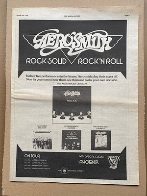 - AEROSMITH ROCKS POSTER SIZED original music press advert from 1976 (aged) - pr