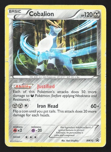 Cobalion BW72 Black and White Promos Holo Pokemon Card DMG