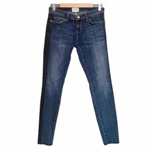 Current Elliott Rolled Skinny Jeans Loved Tux Black Lace Wash Women’s Size 28