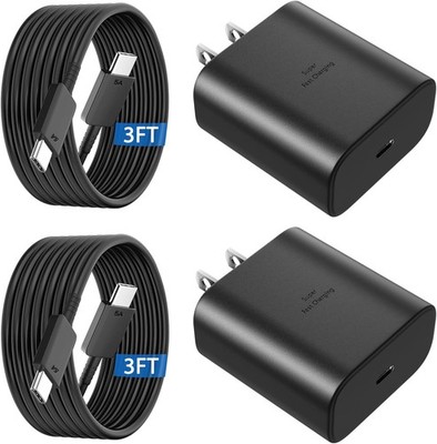 45W USB-C Super Fast Charger Block for Samsung Galaxy S26/S25 3FT Cable