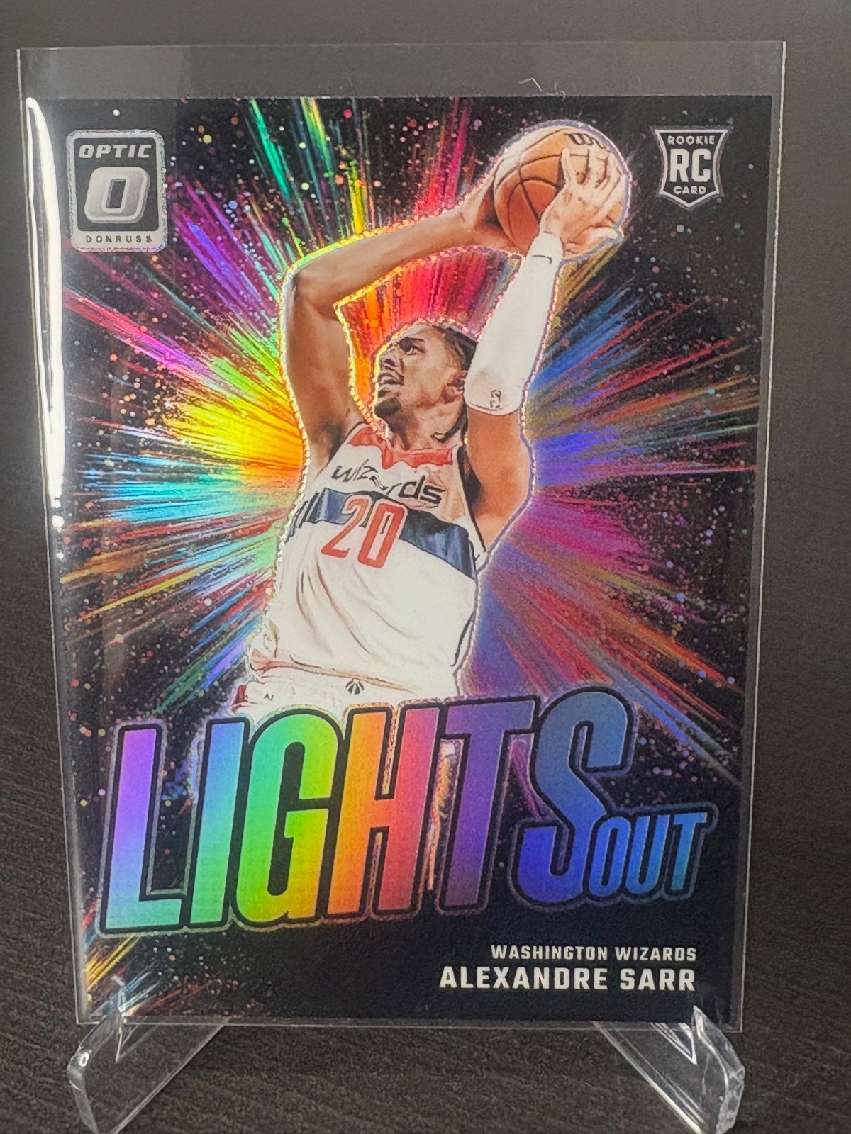2024-25 Donruss Optic Lights Out Holo Alexandre Sarr Rookie Card.