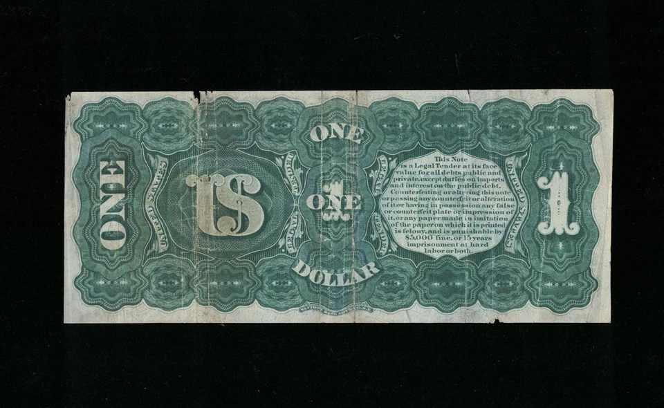 SC 1869 $1 Fr.18 Rainbow Legal Tender (752) Foto 3 de 4