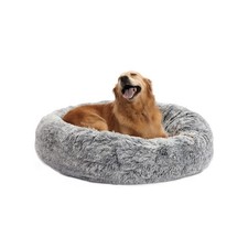 Calming Donut Dog Bed, 36 Inches Round Fluffy for Large Dogs, Anti-Anxiety Pl...