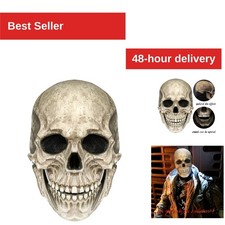 Realistic Full Head Skull Mask with Movable Jaw for Halloween Cosplay
