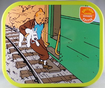 Tim und Struppi - Kuchenbox quadratisch runde Ecken Delacre - Tim und Struppi & Züge - Tintin