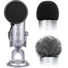 Microphone Windscreen with Pop Filter Furry Cover for Blue Yeti Microphone