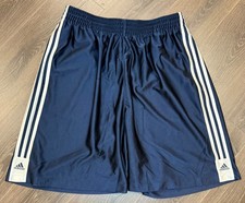 Y2K Adidas Silky Shiny Dazzle Navy Dark Blue Basketball 3 Stripe Shorts Mens 2XL