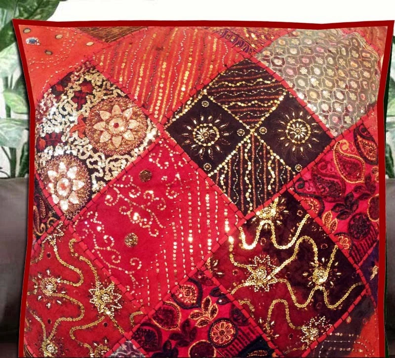 Beaded Cushion Cover Sofa Table Throw Ethnic Pillow Case Living Room Home Décor