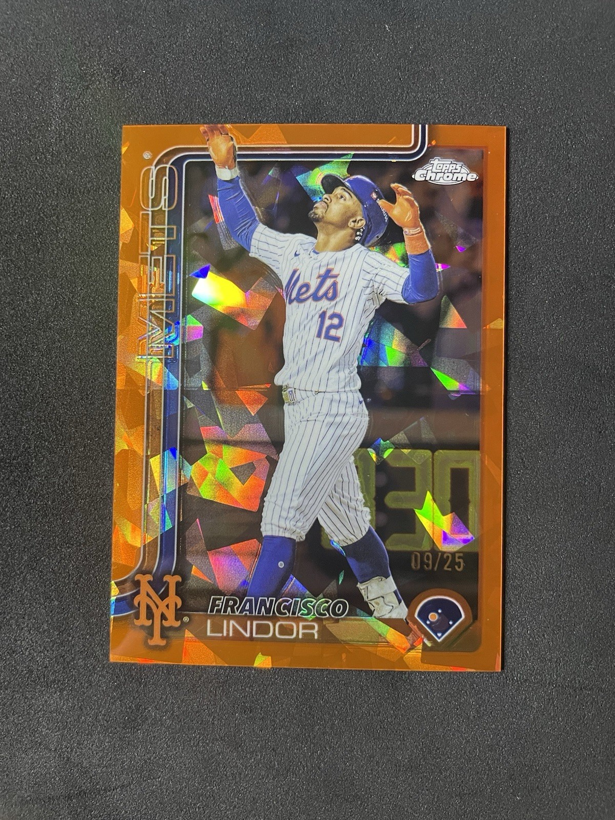 2025 Topps Chrome Sapphire Francisco Lindor Orange Color Match SP  Variation /25