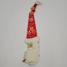 Emgee Corp Hawaii Santa Head Mele Kalikimaka Aloha Wood Christmas Ornament 9.5"