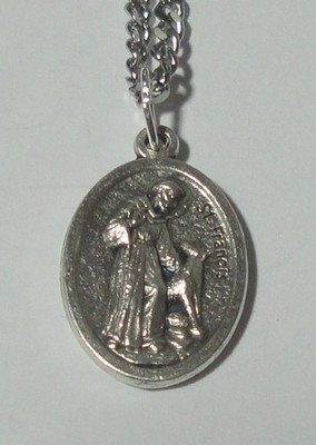 St Francis of Assisi with Wolf Holy Medal on Chain - Patron of Merchants & Peace
