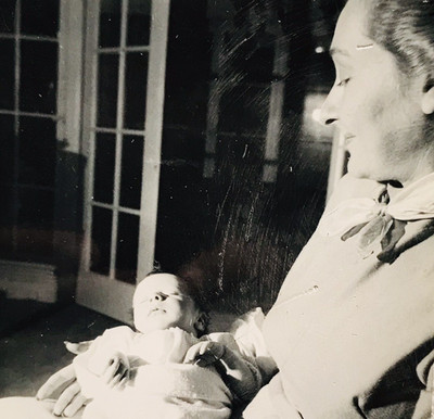 VTG c1930s Mother Smiling at Sleeping Baby Toddler B&W Photograph 3.5x3.5
