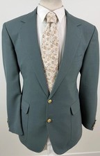 Vtg Hardwick Clothes 44 R Green Hopsack Gold Button USA Blazer Sport Coat