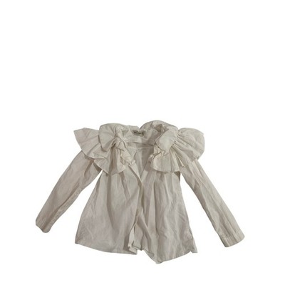 Wolf and Rita Toddler Girls white button down  shirt Ruffle Size 2