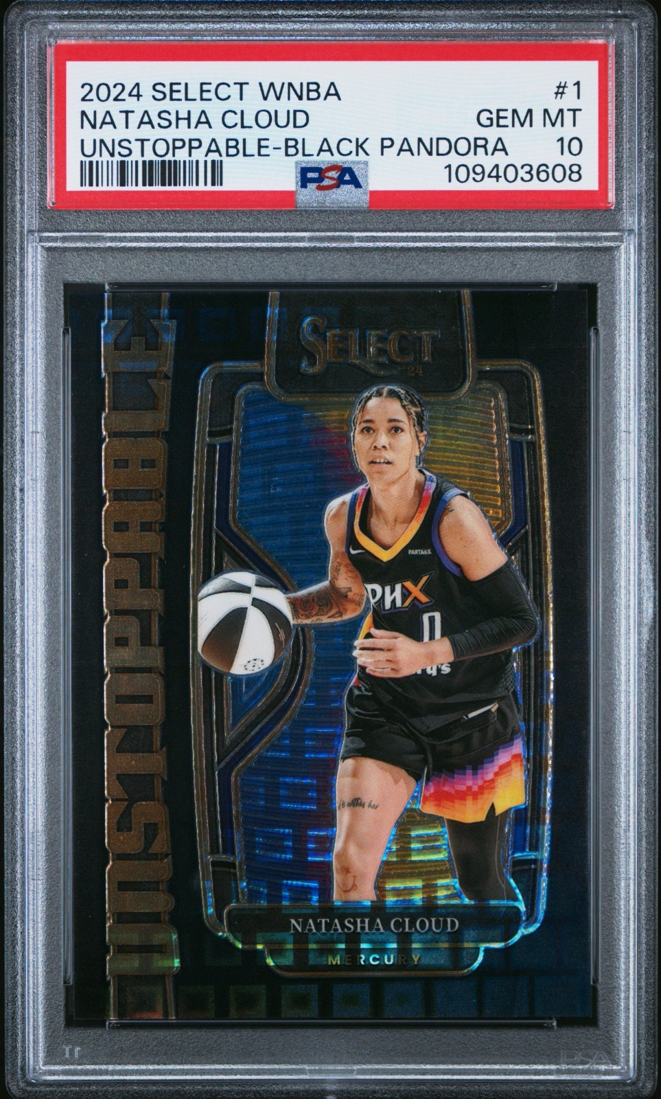 2024 Panini Select WNBA Natasha Cloud Unstoppable Black Pandora /8 PSA 10 POP 1!
