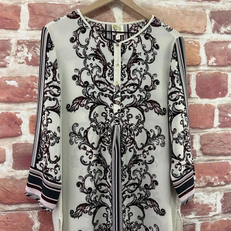 Anthropologie Fig & Flower Tunic Dress Shell Womens XL Boho Scroll Sheer Popover - Image 3 of 4