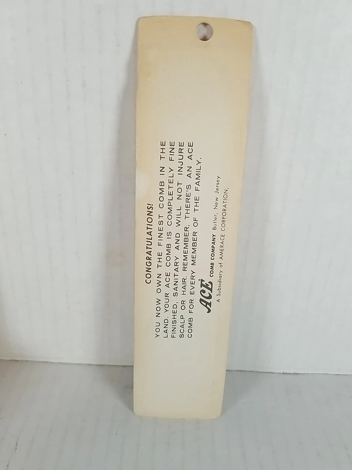 Peine de bolsillo de goma dura As genuino vintage nuevo de colección 7” negro #28 sellado EE. UU. NUEVO Foto 3 de 3