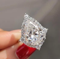 5.5CTW Pear Cut VVS1 Moissanite Engagement Ring For Women In 925 Sterling Silver