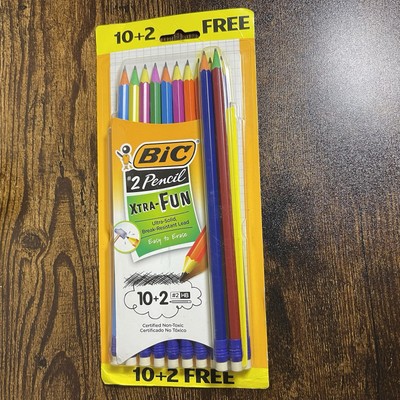 BIC Xtra Fun Pencil 10/pack #2 HB lead Assorted, NEW
