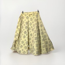 Vintage Wrap Skirt Yellow Indian cotton Size XS/28in Boho Prairie Cotton Poppy
