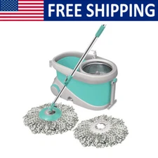 Spin Mop Portable Wheels Bucket System Microﬁber Technology Height Adjustable